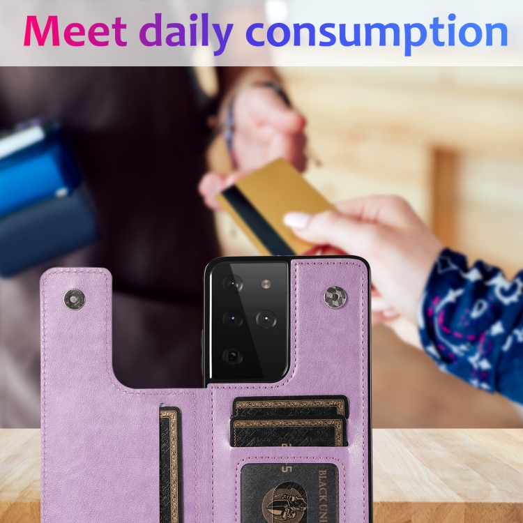 For Samsung Galaxy S21 Ultra 5G Double Buckle Mandala PU+TPU Phone Case(Purple) For Samsung Galaxy S21 Ultra 5G Double Buckle Mandala PU+TPU Phone Case(Purple)