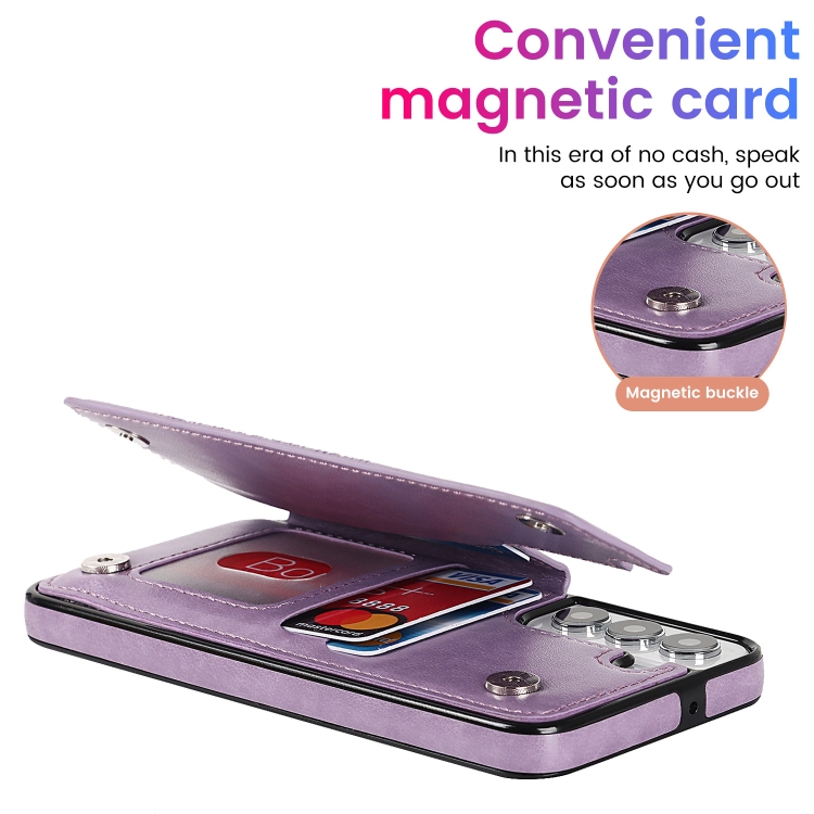 For Samsung Galaxy S22 5G Double Buckle Mandala PU+TPU Phone Case(Purple) For Samsung Galaxy S22 5G Double Buckle Mandala PU+TPU Phone Case(Purple)