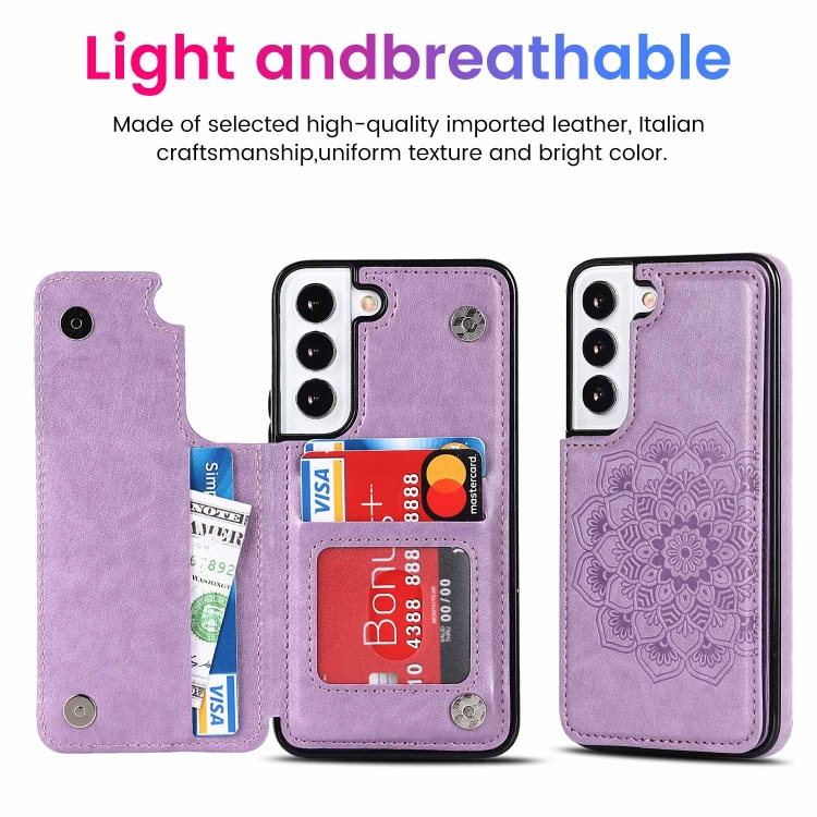 For Samsung Galaxy S22 5G Double Buckle Mandala PU+TPU Phone Case(Purple) For Samsung Galaxy S22 5G Double Buckle Mandala PU+TPU Phone Case(Purple)