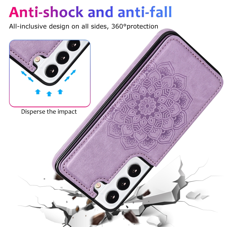 For Samsung Galaxy S22 5G Double Buckle Mandala PU+TPU Phone Case(Purple) For Samsung Galaxy S22 5G Double Buckle Mandala PU+TPU Phone Case(Purple)