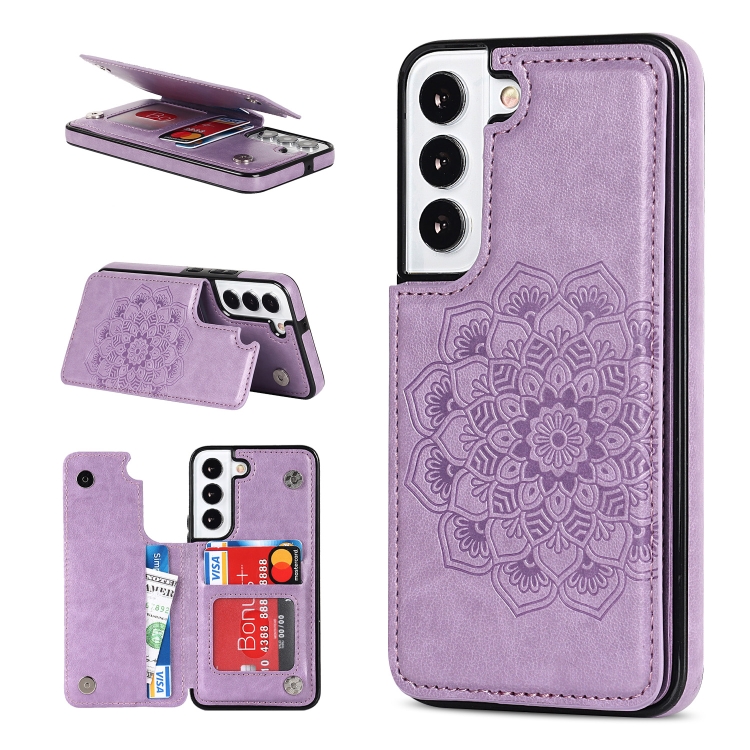 For Samsung Galaxy S22+ 5G Double Buckle Mandala PU+TPU Phone Case(Purple) For Samsung Galaxy S22+ 5G Double Buckle Mandala PU+TPU Phone Case(Purple)