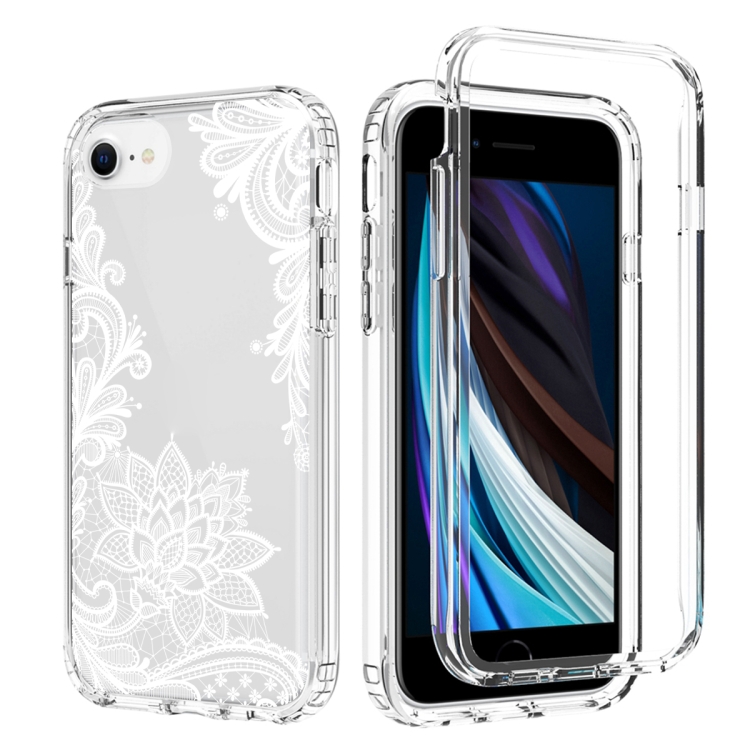 For iPhone SE 2022 / SE 2020 / 8 / 7 PC+TPU Transparent Painted Phone Case(White Flower) For iPhone SE 2022 / SE 2020 / 8 / 7 PC+TPU Transparent Painted Phone Case(White Flower)