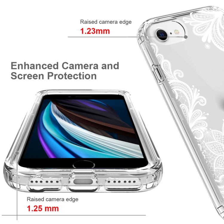 For iPhone SE 2022 / SE 2020 / 8 / 7 PC+TPU Transparent Painted Phone Case(White Flower) For iPhone SE 2022 / SE 2020 / 8 / 7 PC+TPU Transparent Painted Phone Case(White Flower)