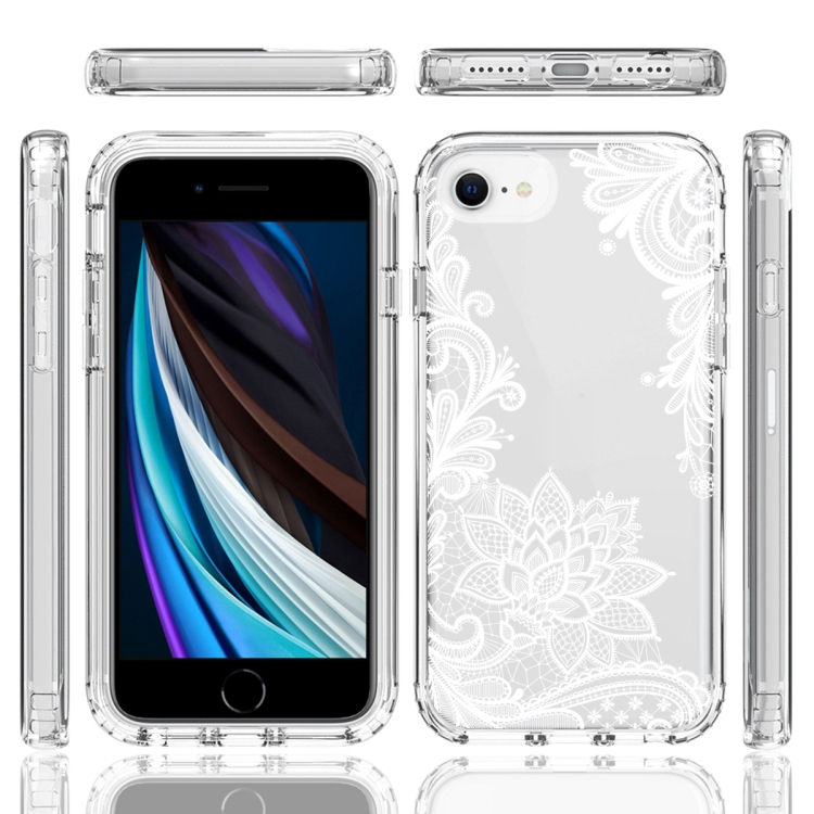 For iPhone SE 2022 / SE 2020 / 8 / 7 PC+TPU Transparent Painted Phone Case(White Flower) For iPhone SE 2022 / SE 2020 / 8 / 7 PC+TPU Transparent Painted Phone Case(White Flower)