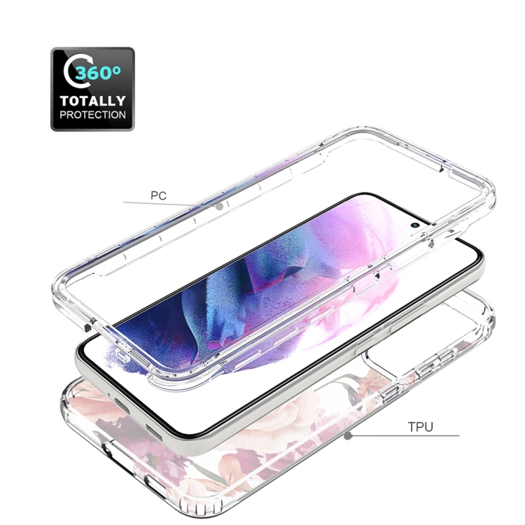 For Samsung Galaxy S22 5G PC+TPU Transparent Painted Phone Case(Pink Rose) For Samsung Galaxy S22 5G PC+TPU Transparent Painted Phone Case(Pink Rose)