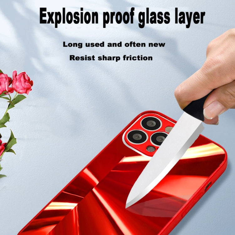 For iPhone 12 Spotlight Texture TPU + Tempered Glass Phone Case(Red) For iPhone 12 Spotlight Texture TPU + Tempered Glass Phone Case(Red)
