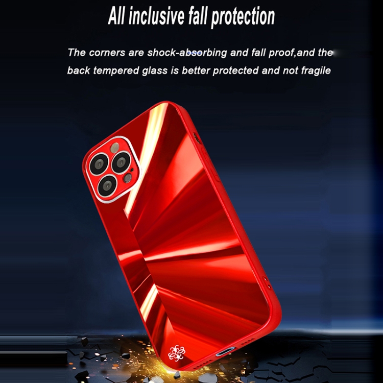 For iPhone 12 Spotlight Texture TPU + Tempered Glass Phone Case(Red) For iPhone 12 Spotlight Texture TPU + Tempered Glass Phone Case(Red)