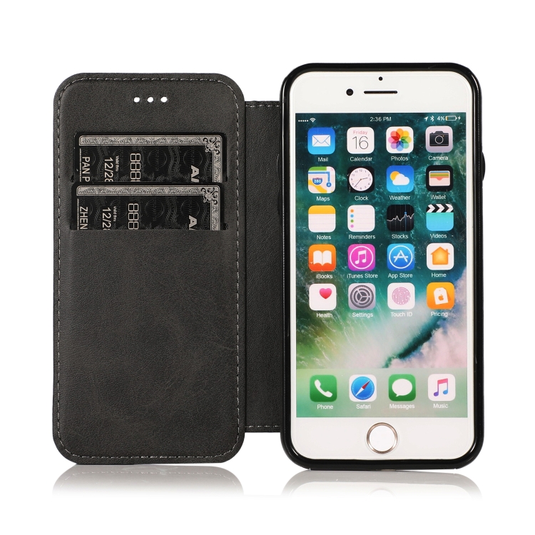 For iPhone SE 2022 / SE 2020 / 8 / 7 Knight Magnetic Suction Leather Phone Case(Black)