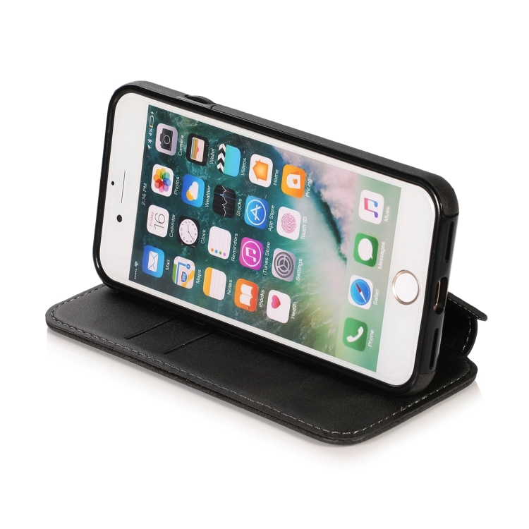 For iPhone SE 2022 / SE 2020 / 8 / 7 Knight Magnetic Suction Leather Phone Case(Black)