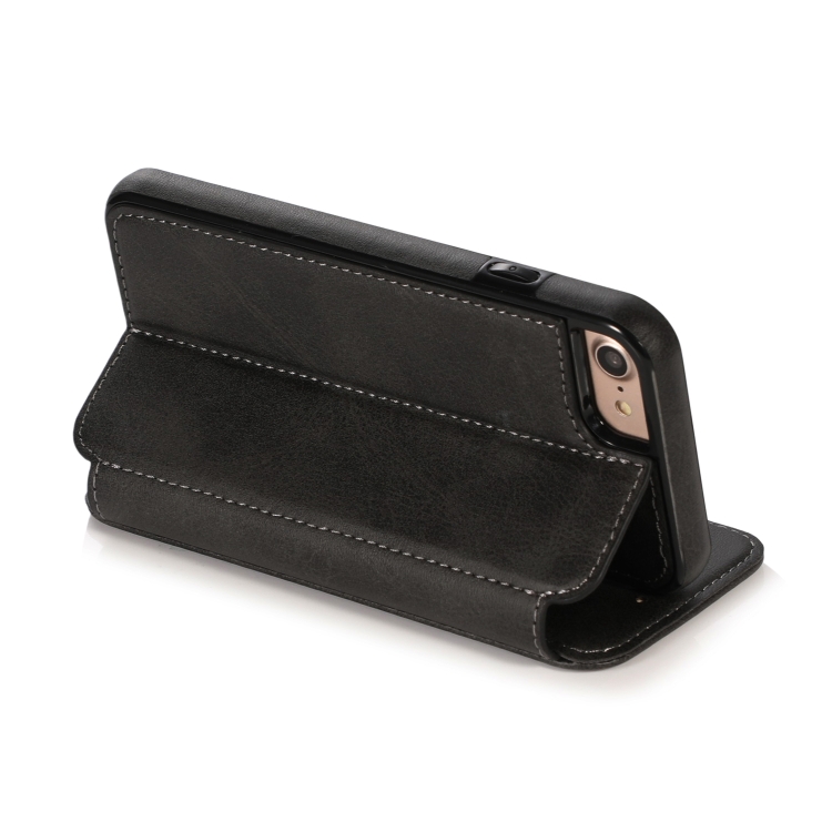 For iPhone SE 2022 / SE 2020 / 8 / 7 Knight Magnetic Suction Leather Phone Case(Black)
