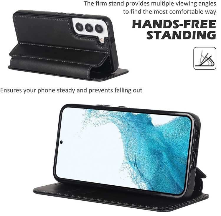 For Samsung Galaxy S22 5G Knight Magnetic Suction Leather Phone Case(Black) For Samsung Galaxy S22 5G Knight Magnetic Suction Leather Phone Case(Black)