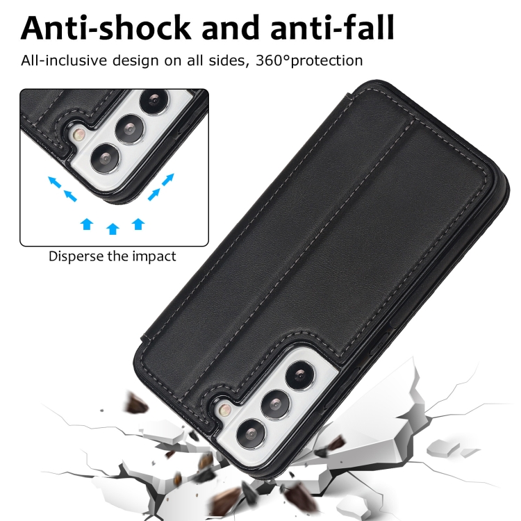 For Samsung Galaxy S22 5G Knight Magnetic Suction Leather Phone Case(Black) For Samsung Galaxy S22 5G Knight Magnetic Suction Leather Phone Case(Black)