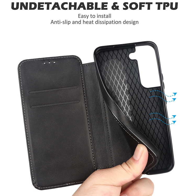 For Samsung Galaxy S22 5G Knight Magnetic Suction Leather Phone Case(Black) For Samsung Galaxy S22 5G Knight Magnetic Suction Leather Phone Case(Black)