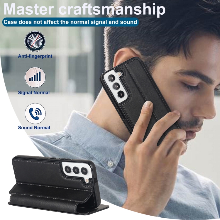 For Samsung Galaxy S22 5G Knight Magnetic Suction Leather Phone Case(Black) For Samsung Galaxy S22 5G Knight Magnetic Suction Leather Phone Case(Black)