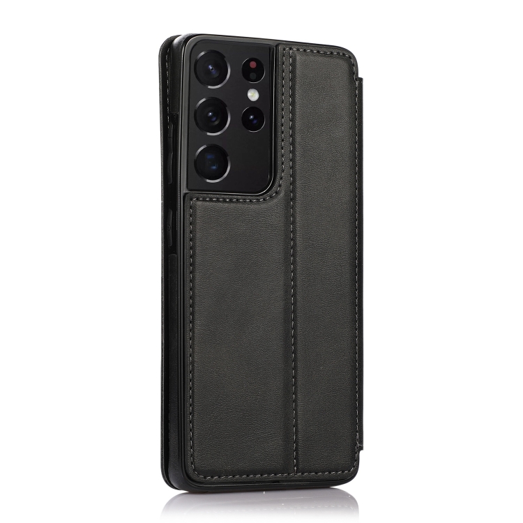 For Samsung Galaxy S21 Ultra 5G Knight Magnetic Suction Leather Phone Case(Black)