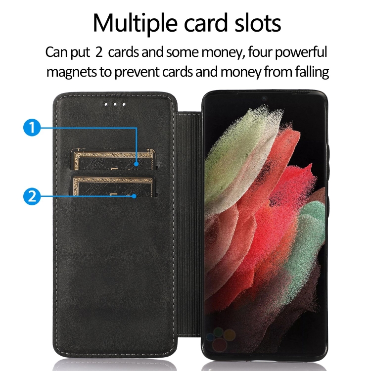 For Samsung Galaxy S21 Ultra 5G Knight Magnetic Suction Leather Phone Case(Black)