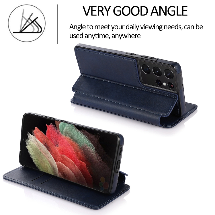 For Samsung Galaxy S21 Ultra 5G Knight Magnetic Suction Leather Phone Case(Black)