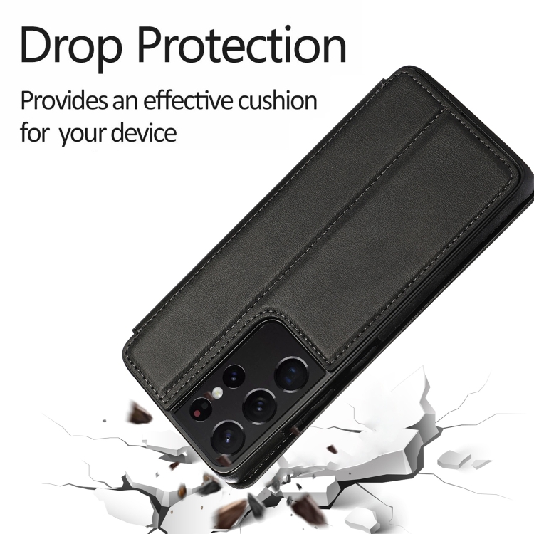 For Samsung Galaxy S21 Ultra 5G Knight Magnetic Suction Leather Phone Case(Black)