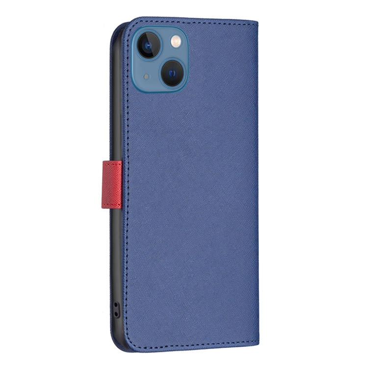 For iPhone 13 mini BF13 Color Matching Cross Texture Leather Phone Case (Blue) For iPhone 13 mini BF13 Color Matching Cross Texture Leather Phone Case (Blue)