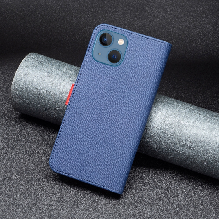 For iPhone 13 mini BF13 Color Matching Cross Texture Leather Phone Case (Blue) For iPhone 13 mini BF13 Color Matching Cross Texture Leather Phone Case (Blue)
