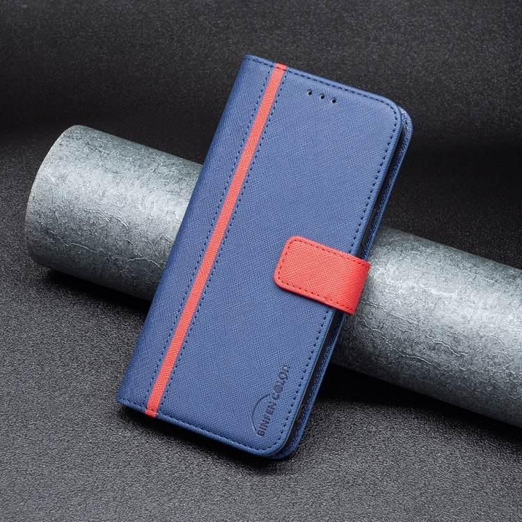 For iPhone 11 BF13 Color Matching Cross Texture Leather Phone Case (Blue) For iPhone 11 BF13 Color Matching Cross Texture Leather Phone Case (Blue)