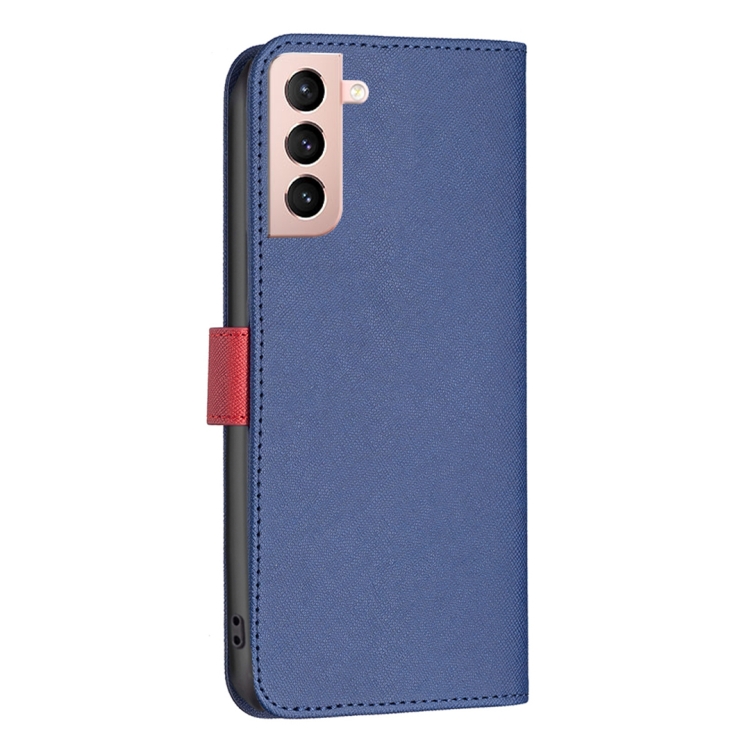 For Samsung Galaxy S21 5G BF13 Color Matching Cross Texture Leather Phone Case(Blue) For Samsung Galaxy S21 5G BF13 Color Matching Cross Texture Leather Phone Case(Blue)