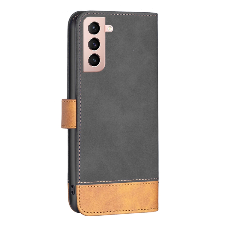 For Samsung Galaxy S21 5G BF11 Color Matching Skin Feel Leather Phone Case(Black) For Samsung Galaxy S21 5G BF11 Color Matching Skin Feel Leather Phone Case(Black)