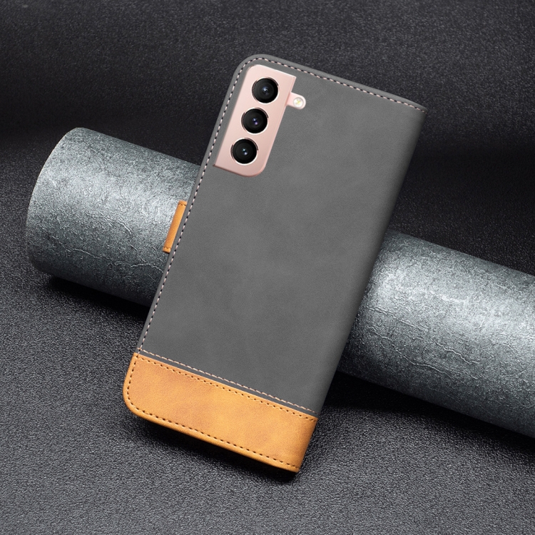 For Samsung Galaxy S21 5G BF11 Color Matching Skin Feel Leather Phone Case(Black) For Samsung Galaxy S21 5G BF11 Color Matching Skin Feel Leather Phone Case(Black)