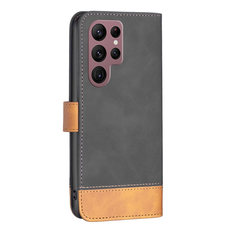 For Samsung Galaxy S22 Ultra 5G BF11 Color Matching Skin Feel Leather Phone Case(Black)
