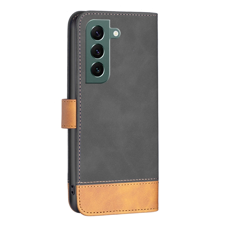 For Samsung Galaxy S22+ 5G BF11 Color Matching Skin Feel Leather Phone Case(Black) For Samsung Galaxy S22+ 5G BF11 Color Matching Skin Feel Leather Phone Case(Black)