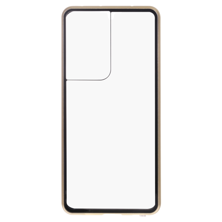 For Samsung Galaxy S21 Ultra 5G HD Magnetic Metal Tempered Glass Phone Case(Gold) For Samsung Galaxy S21 Ultra 5G HD Magnetic Metal Tempered Glass Phone Case(Gold)