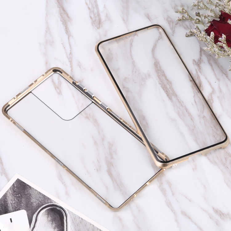 For Samsung Galaxy S21 Ultra 5G HD Magnetic Metal Tempered Glass Phone Case(Gold) For Samsung Galaxy S21 Ultra 5G HD Magnetic Metal Tempered Glass Phone Case(Gold)