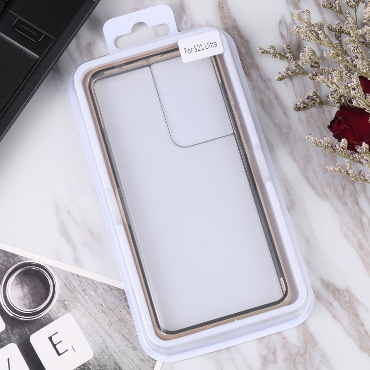 For Samsung Galaxy S21 Ultra 5G HD Magnetic Metal Tempered Glass Phone Case(Gold) For Samsung Galaxy S21 Ultra 5G HD Magnetic Metal Tempered Glass Phone Case(Gold)