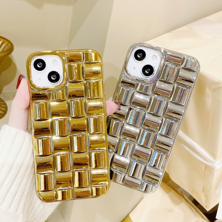 For iPhone 13 Pro Max Weave Texture Electroplated TPU Phone Case (Silver) For iPhone 13 Pro Max Weave Texture Electroplated TPU Phone Case (Silver)
