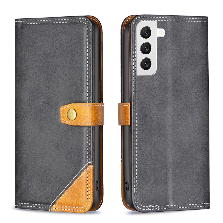 For Samsung Galaxy S22 5G Color Matching Double Sewing Thread Leather Phone Case(Black) For Samsung Galaxy S22 5G Color Matching Double Sewing Thread Leather Phone Case(Black)