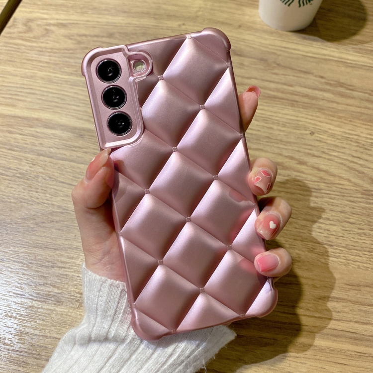 For Samsung Galaxy S22 5G Elegant Rhombic Texture TPU Phone Case(Pink) For Samsung Galaxy S22 5G Elegant Rhombic Texture TPU Phone Case(Pink)