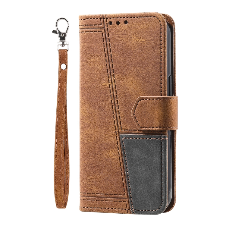For Samsung Galaxy S21 5G Splicing Leather Phone Case(Brown) For Samsung Galaxy S21 5G Splicing Leather Phone Case(Brown)