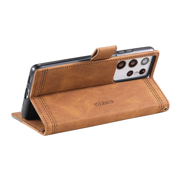 For Samsung Galaxy S21 Ultra 5G Splicing Leather Phone Case(Brown) For Samsung Galaxy S21 Ultra 5G Splicing Leather Phone Case(Brown)