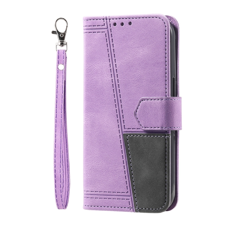 For Samsung Galaxy S22 5G Splicing Leather Phone Case(Purple) For Samsung Galaxy S22 5G Splicing Leather Phone Case(Purple)