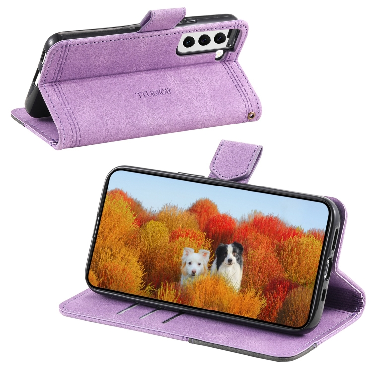 For Samsung Galaxy S22 5G Splicing Leather Phone Case(Purple) For Samsung Galaxy S22 5G Splicing Leather Phone Case(Purple)