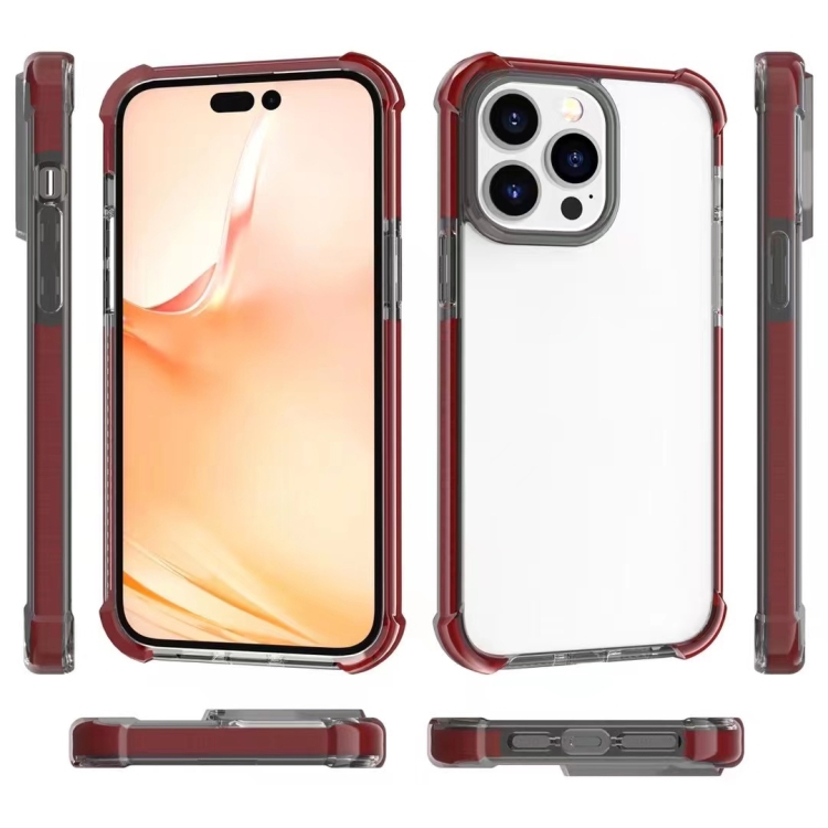 For iPhone 14 Pro Acrylic Four Corners Shockproof Phone Case (Black Red) For iPhone 14 Pro Acrylic Four Corners Shockproof Phone Case (Black Red)