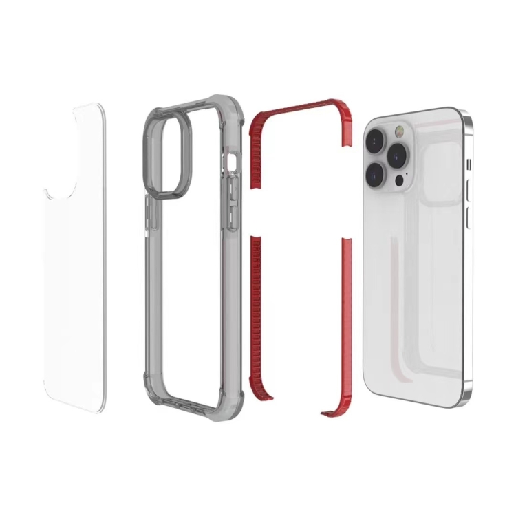For iPhone 14 Pro Acrylic Four Corners Shockproof Phone Case (Black Red) For iPhone 14 Pro Acrylic Four Corners Shockproof Phone Case (Black Red)