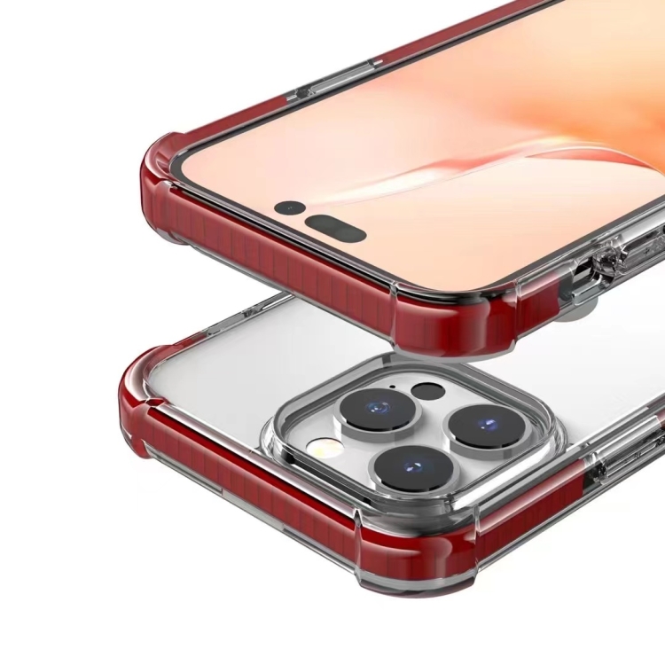 For iPhone 14 Pro Acrylic Four Corners Shockproof Phone Case (Black Red) For iPhone 14 Pro Acrylic Four Corners Shockproof Phone Case (Black Red)