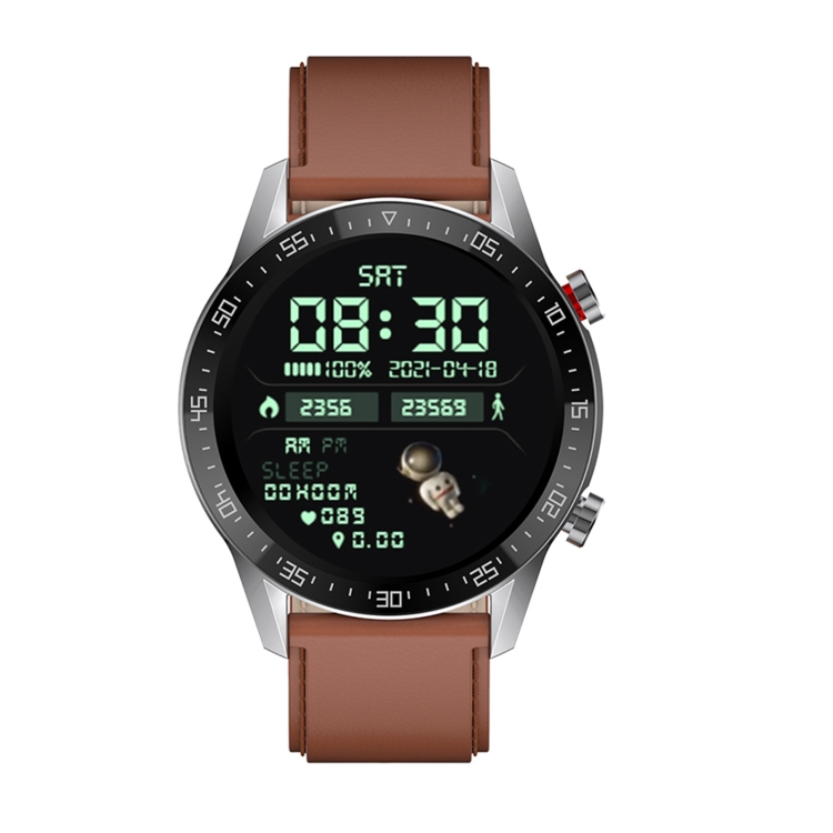 SK7PLUS 1.28 pulgadas Strap de cuero de pantalla IPS Smart Watch, admite Bluetooth Call/Sleep Monitoring (marrón) - 1