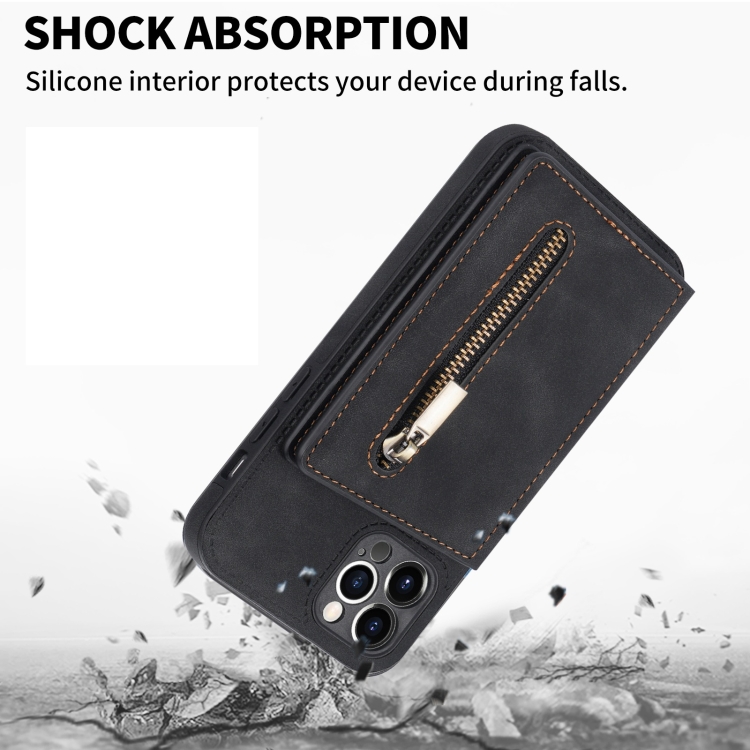 For iPhone 11 Pro Max Zipper Card Holder Phone Case (Black) For iPhone 11 Pro Max Zipper Card Holder Phone Case (Black)