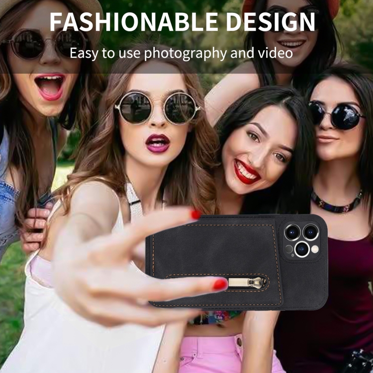 For iPhone 11 Pro Max Zipper Card Holder Phone Case (Black) For iPhone 11 Pro Max Zipper Card Holder Phone Case (Black)