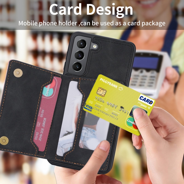 For Samsung Galaxy S22 5G Zipper Card Holder Phone Case(Black) For Samsung Galaxy S22 5G Zipper Card Holder Phone Case(Black)