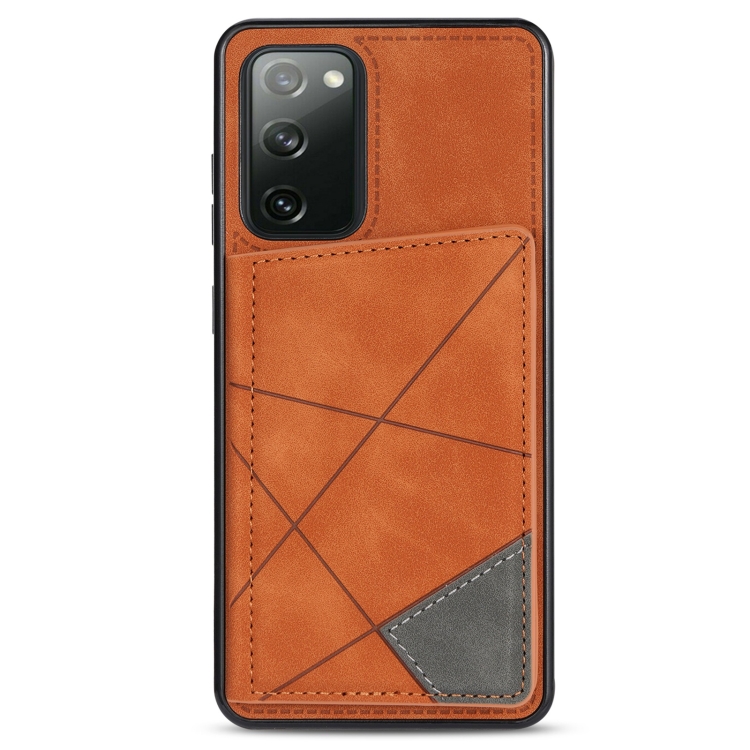 For Samsung Galaxy S20 FE Line Card Holder Phone Case(Brown) For Samsung Galaxy S20 FE Line Card Holder Phone Case(Brown)