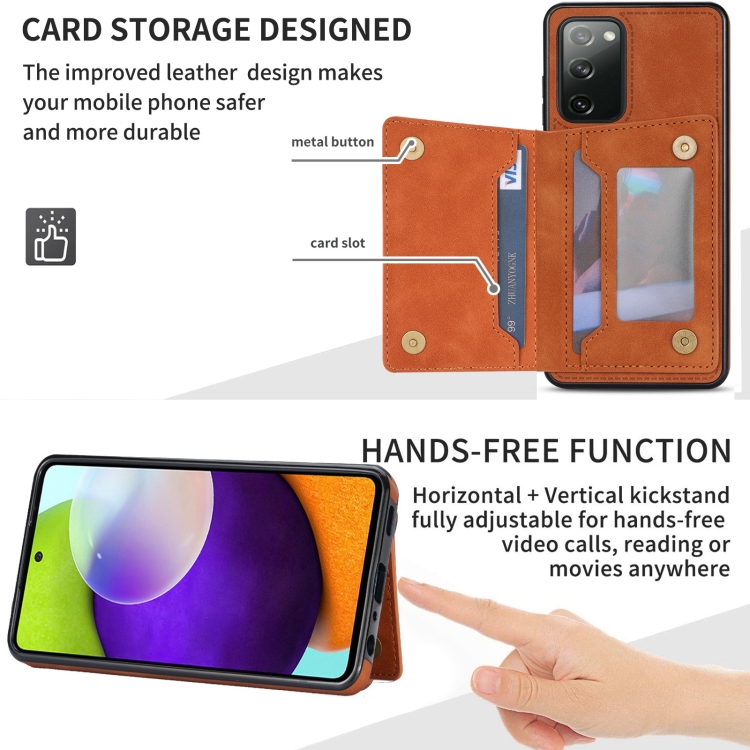For Samsung Galaxy S20 FE Line Card Holder Phone Case(Brown) For Samsung Galaxy S20 FE Line Card Holder Phone Case(Brown)