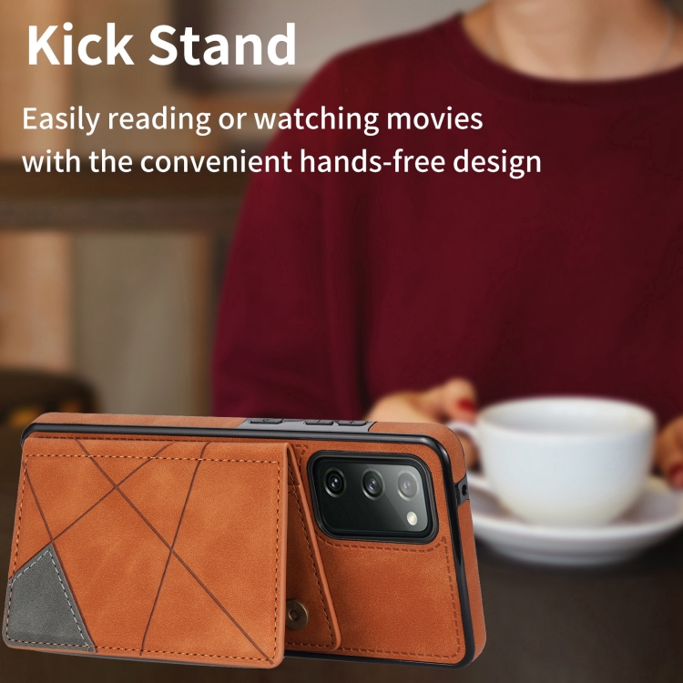 For Samsung Galaxy S20 FE Line Card Holder Phone Case(Brown) For Samsung Galaxy S20 FE Line Card Holder Phone Case(Brown)